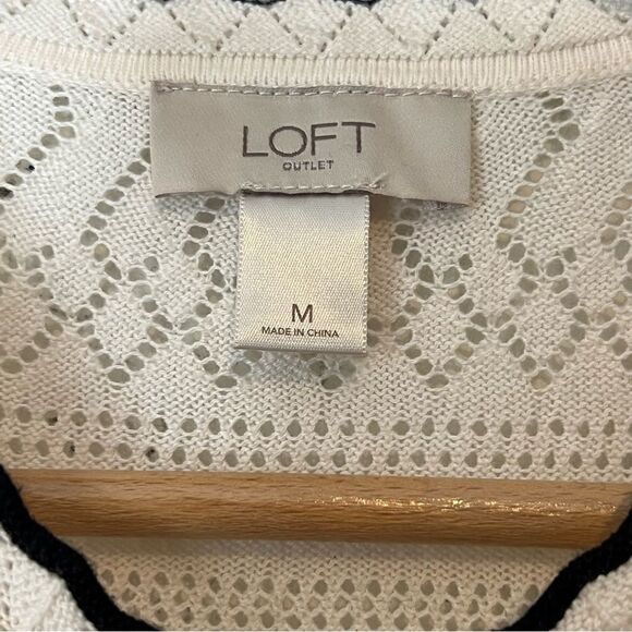 Loft Open Knit Scalloped Button Up Cardigan - Picture 4 of 5